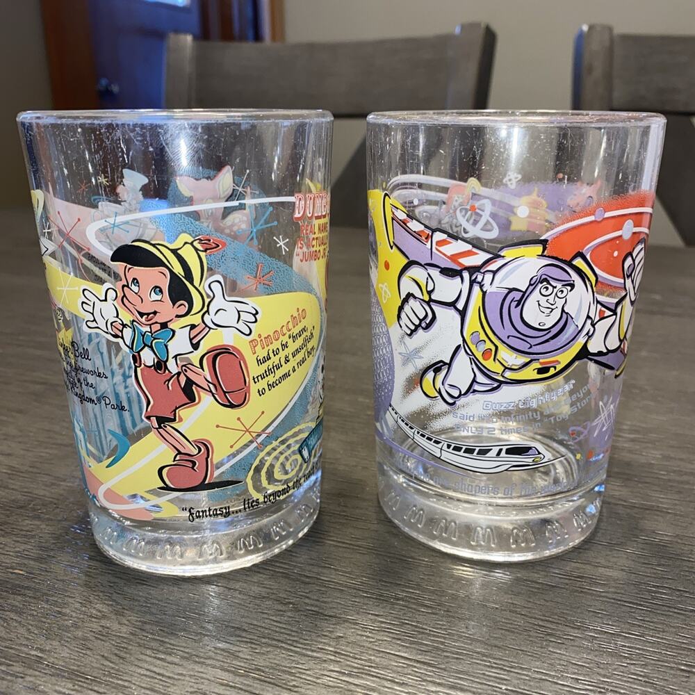 McDonald's Walt Disney World "100 Years of Magic" Glasses 2 Out Of 4 In Set VTG